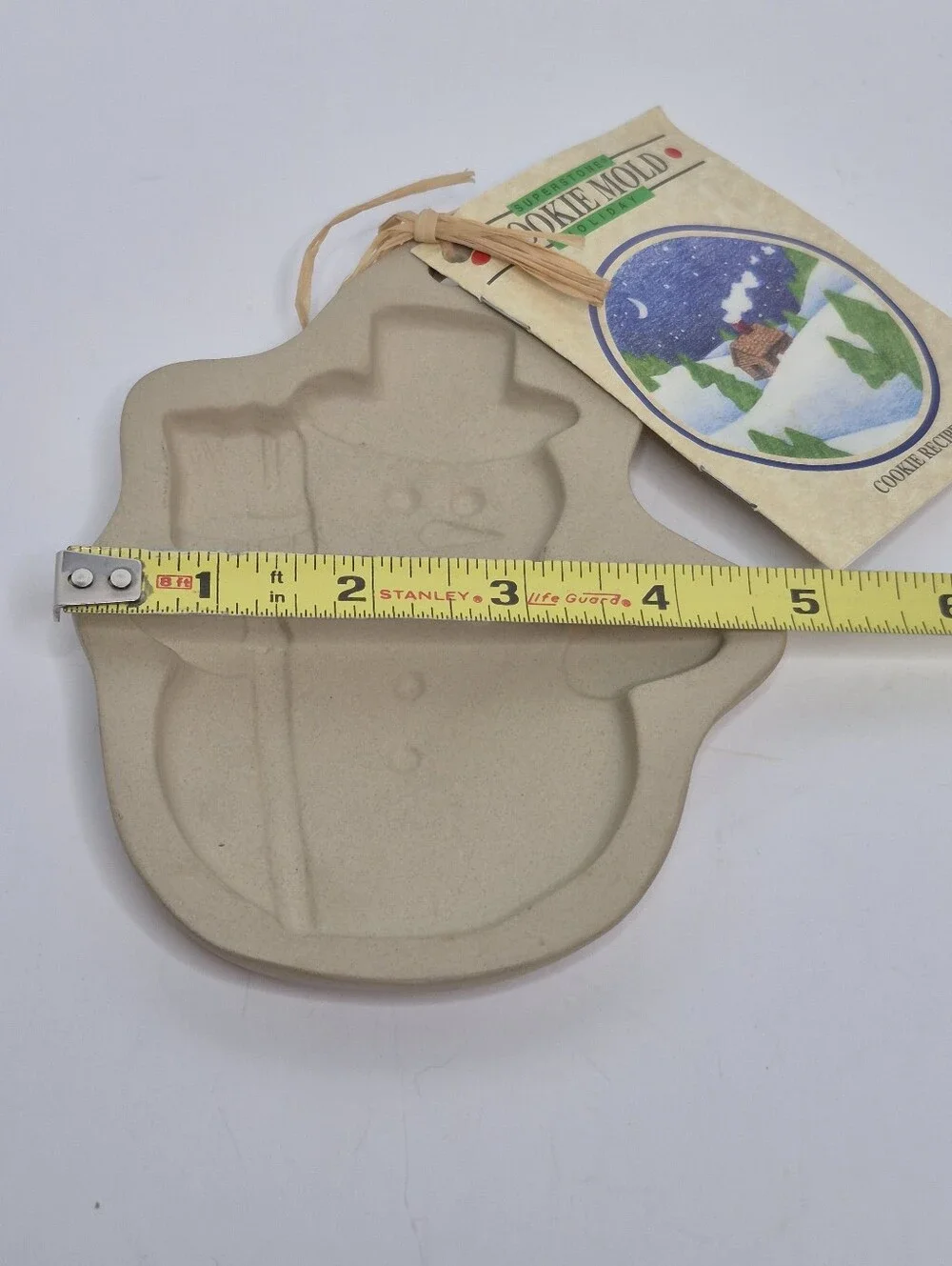 Sassafras Superstone Snowman w Hat and Broom Cookie Mold Holiday Bakeware NWT